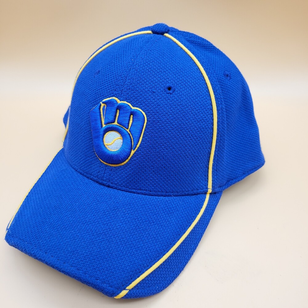 Milwaukee Brewers Hat Cap New Era Batting Practice Fitted Medium Large MLB Blue